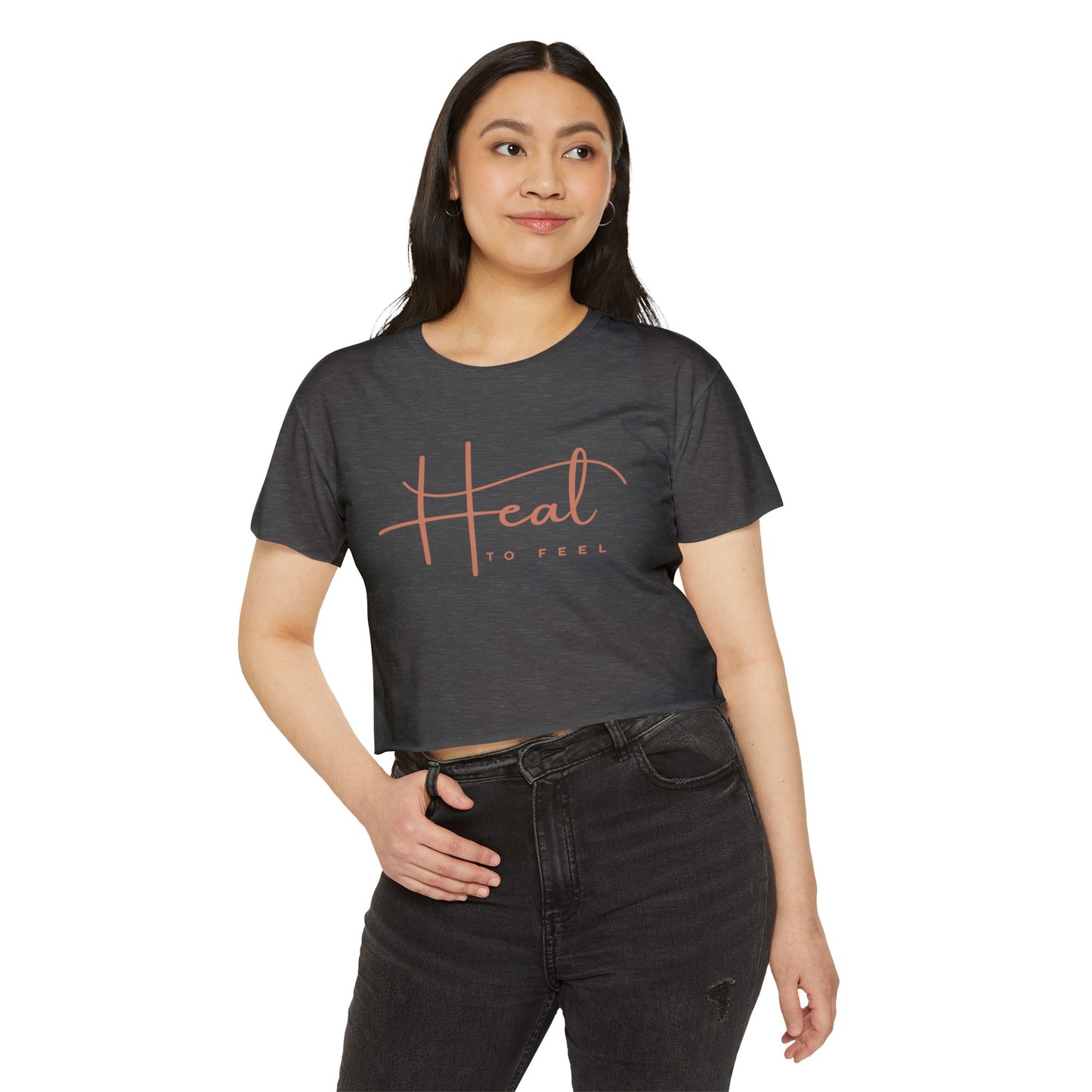 Boho Women's Festival Crop Top | Heal to Feel T-Shirt, Summer Vibes, Bohemian Style, Concert Wear, Music Festival Fashion