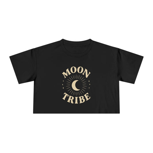 Moon Tribe Crop Tee — Celestial Women's Graphic Shirt