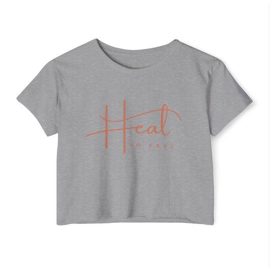 Boho Women's Festival Crop Top | Heal to Feel T-Shirt, Summer Vibes, Bohemian Style, Concert Wear, Music Festival Fashion