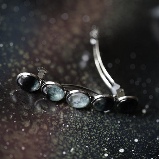 Moon Phase Hair Clip Barrette – Silver Celestial Statement Clip