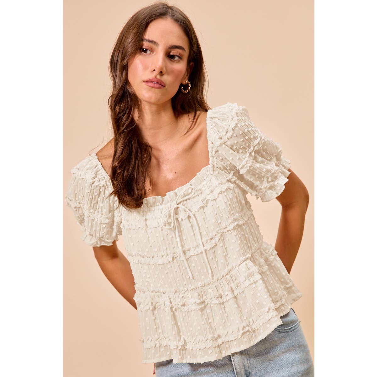 Lydia Textured Ruffle Blouse