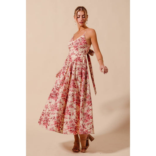 Anna Floral Tie-Back Midi Dress