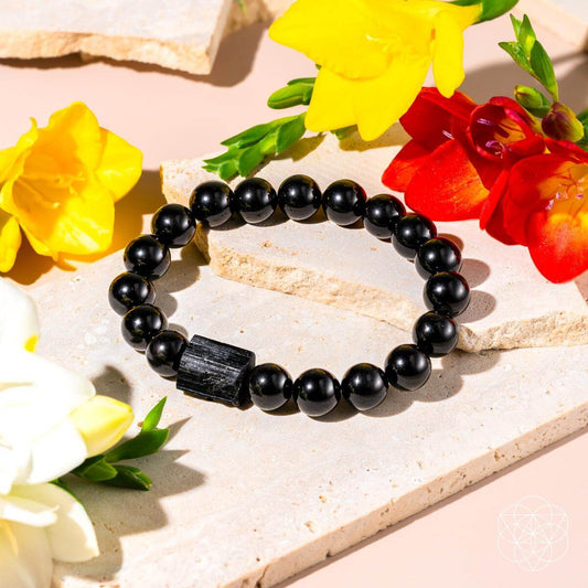 Black Obsidian & Tourmaline Release Bracelet