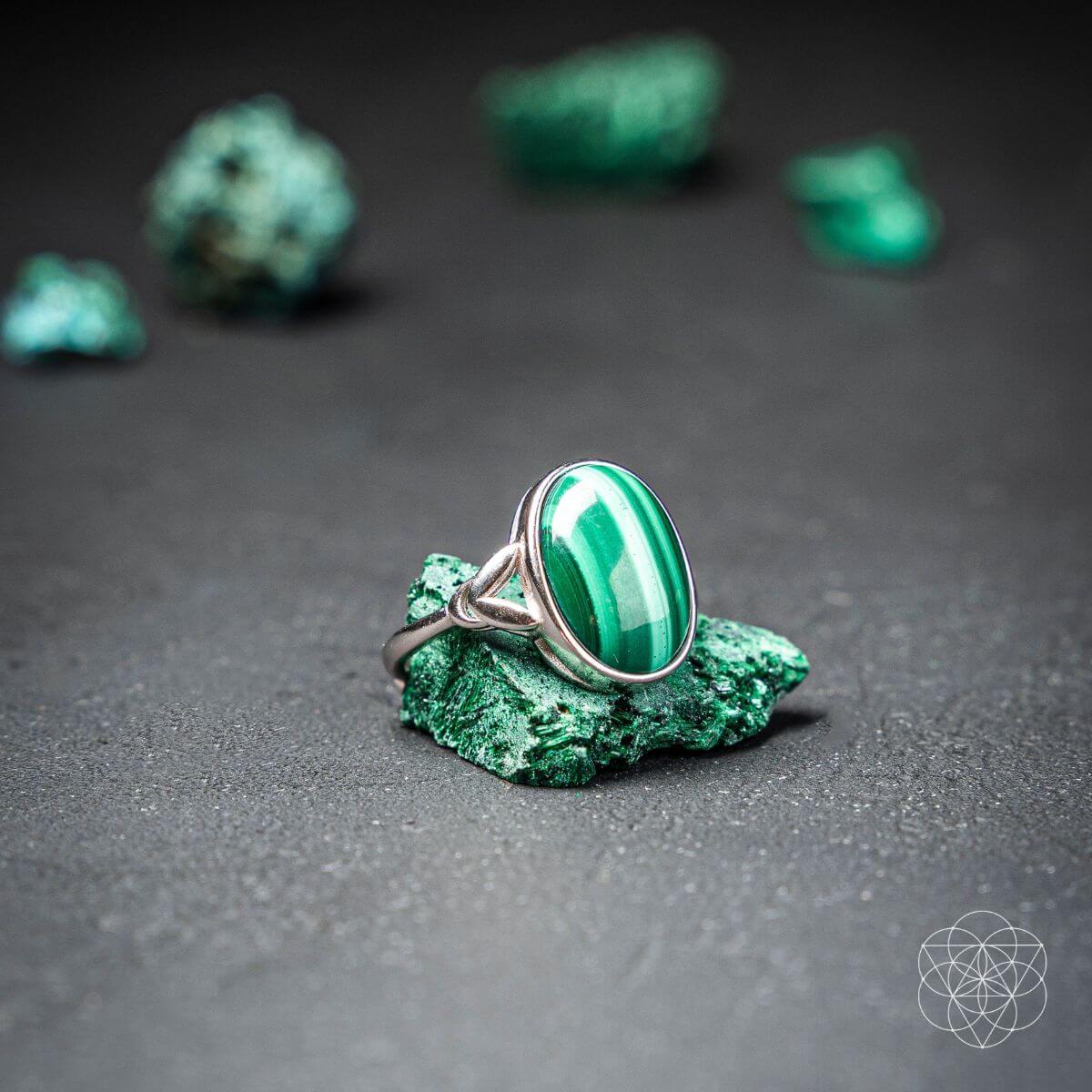 Malachite Adjustable Heart Ring