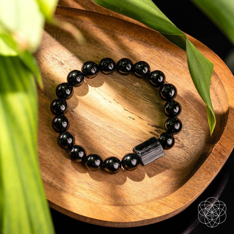 Black obsidian and tourmaline bracelet