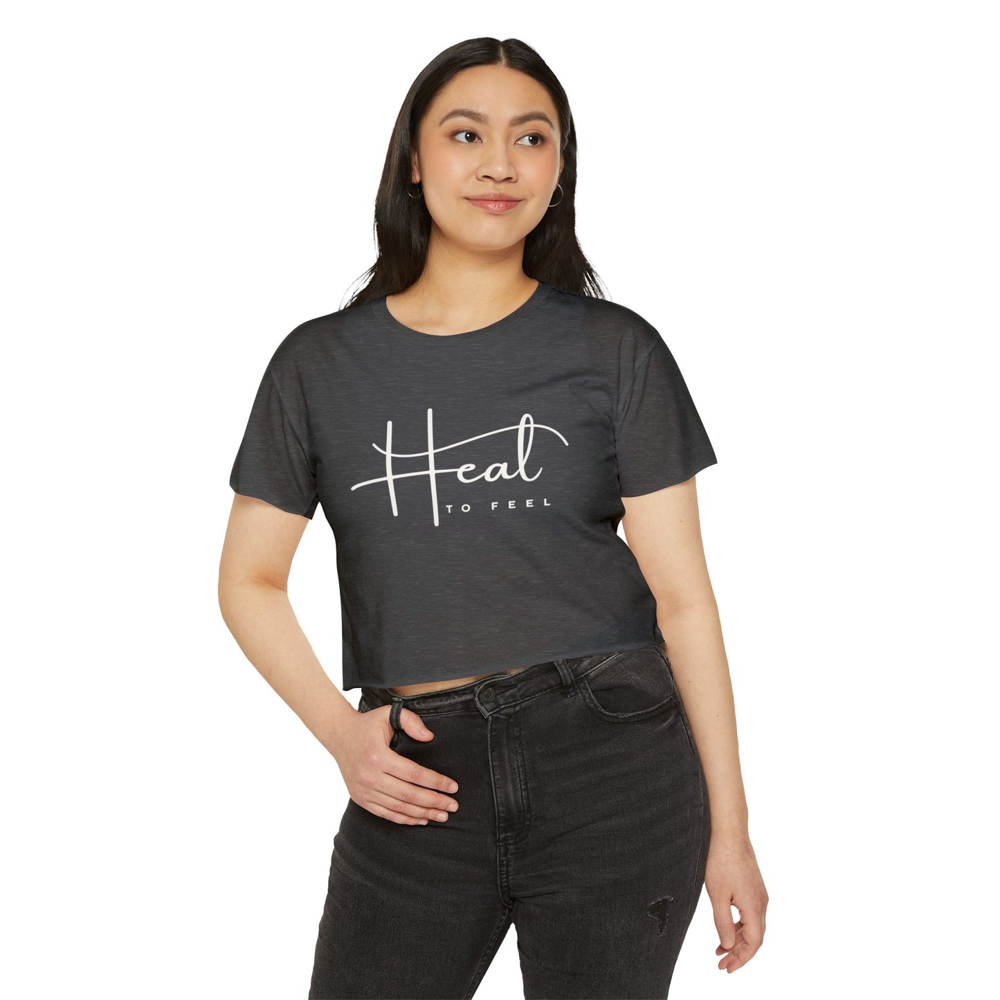Women's Festival Crop Top | Heal to Feel Inspirational Tee, Summer Music Vibes & Music Festivals