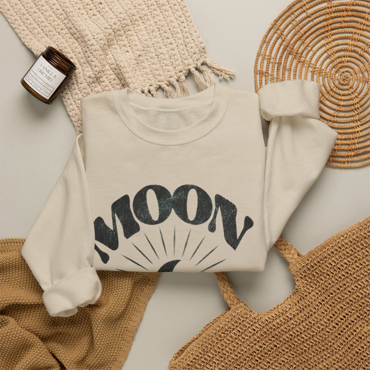 Moon Tribe Crewneck Sweatshirt | Sand, White & Sport Grey