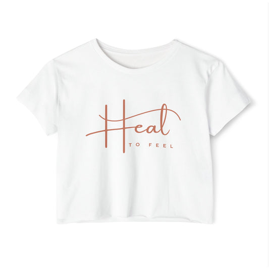 Boho Women's Festival Crop Top | Heal to Feel T-Shirt, Summer Vibes, Bohemian Style, Concert Wear, Music Festival Fashion