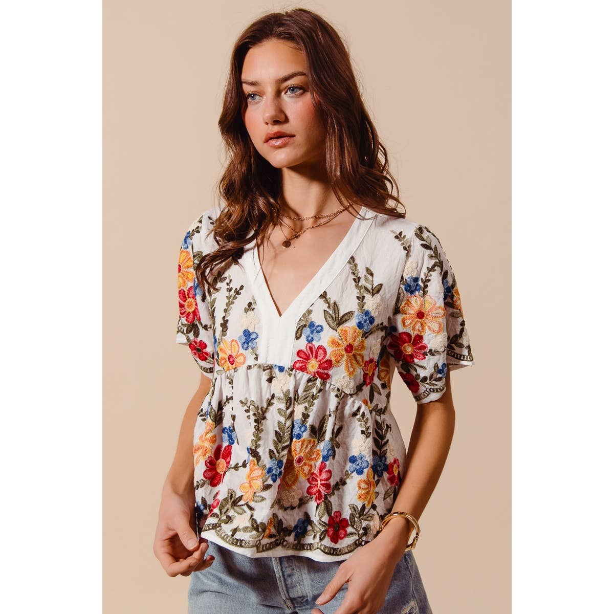 Becca Floral Embroidered Top