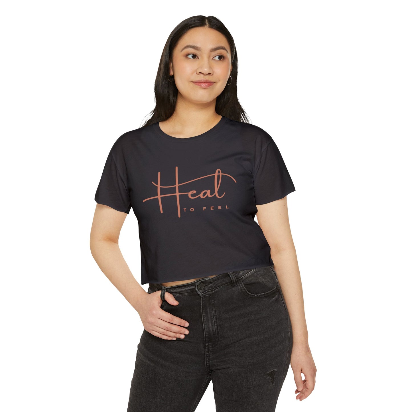 Boho Women's Festival Crop Top | Heal to Feel T-Shirt, Summer Vibes, Bohemian Style, Concert Wear, Music Festival Fashion