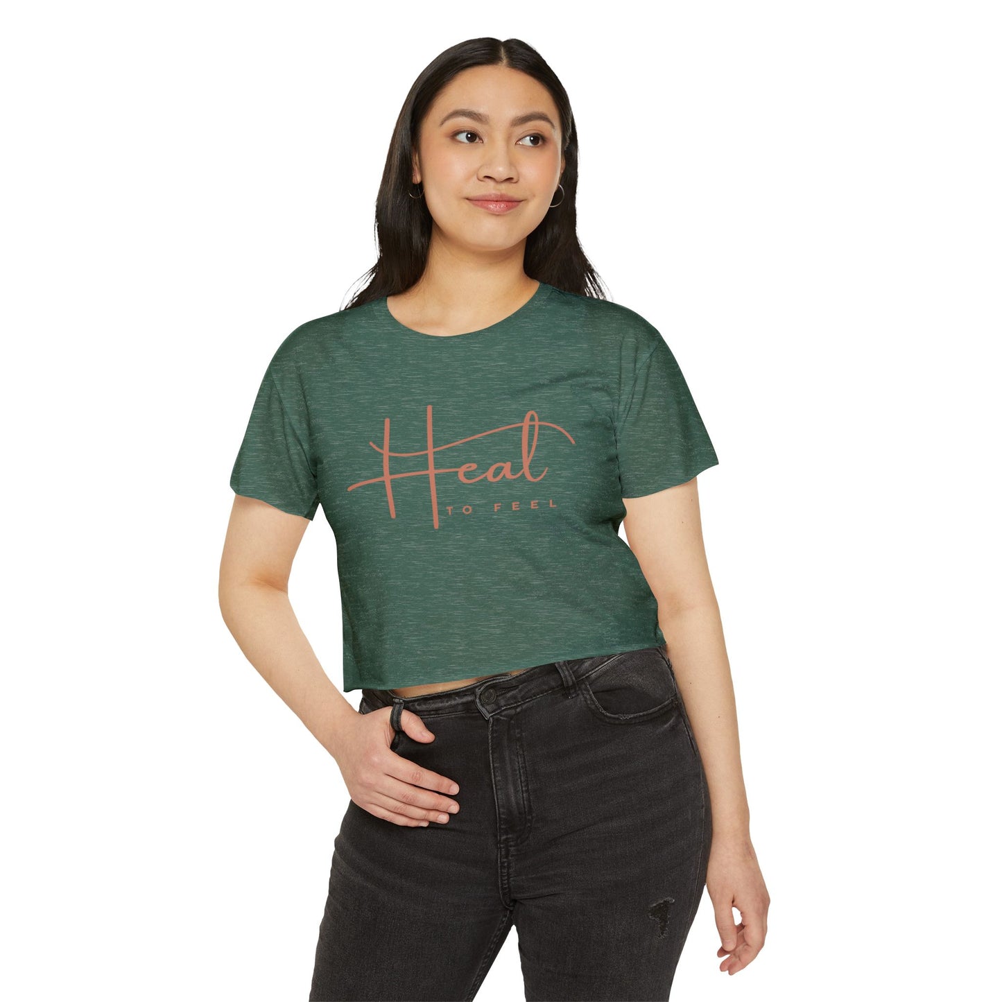 Boho Women's Festival Crop Top | Heal to Feel T-Shirt, Summer Vibes, Bohemian Style, Concert Wear, Music Festival Fashion