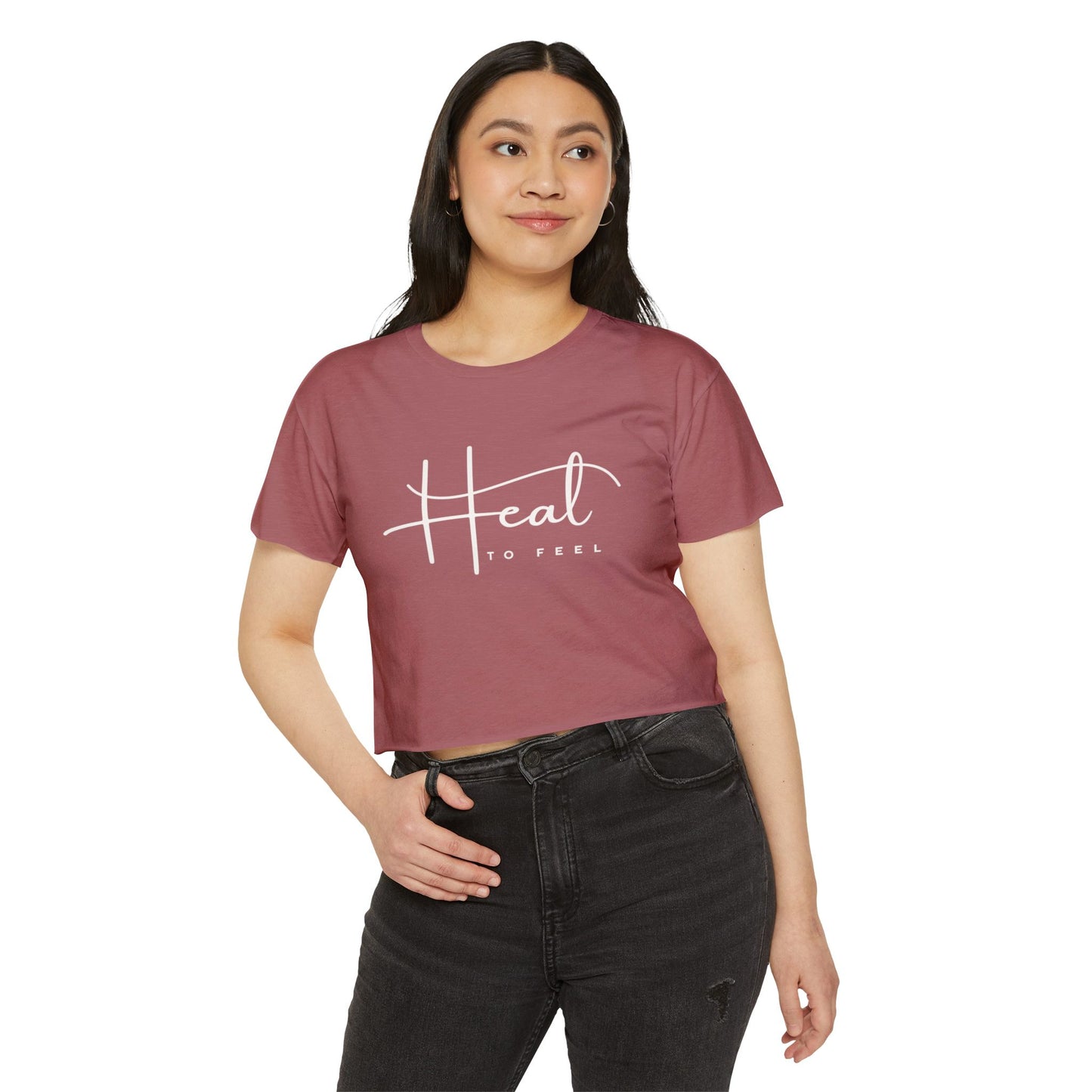 Women's Festival Crop Top | Heal to Feel Inspirational Tee, Summer Music Vibes & Music Festivals