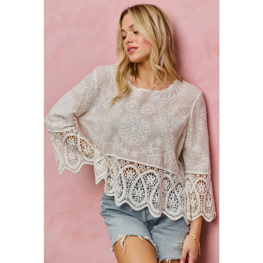 Lyric Floral Crochet & Lace Top