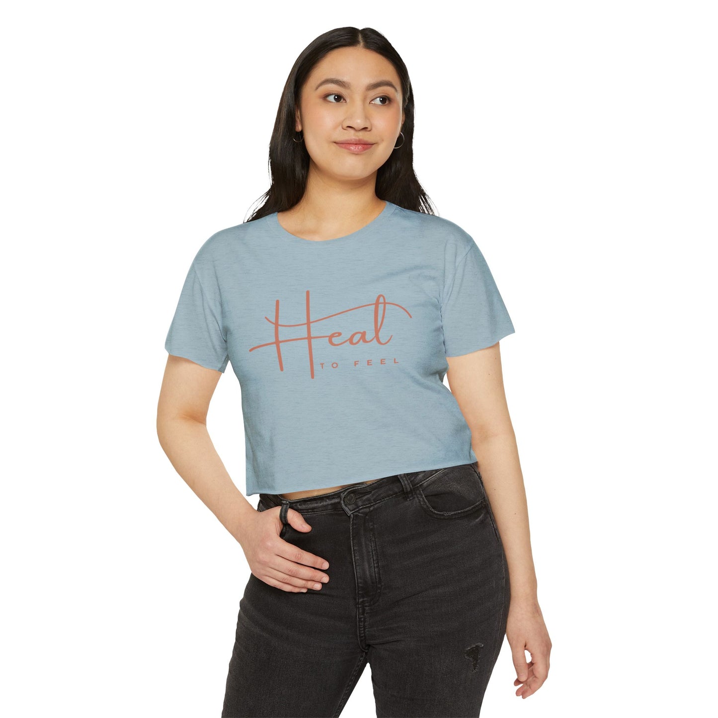 Boho Women's Festival Crop Top | Heal to Feel T-Shirt, Summer Vibes, Bohemian Style, Concert Wear, Music Festival Fashion