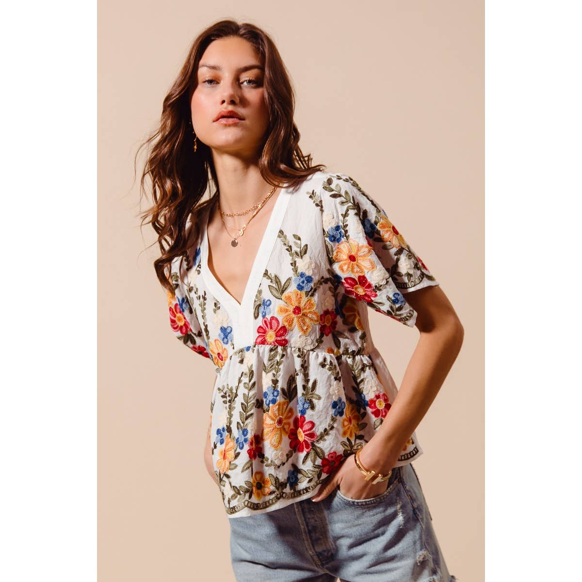 Becca Floral Embroidered Top