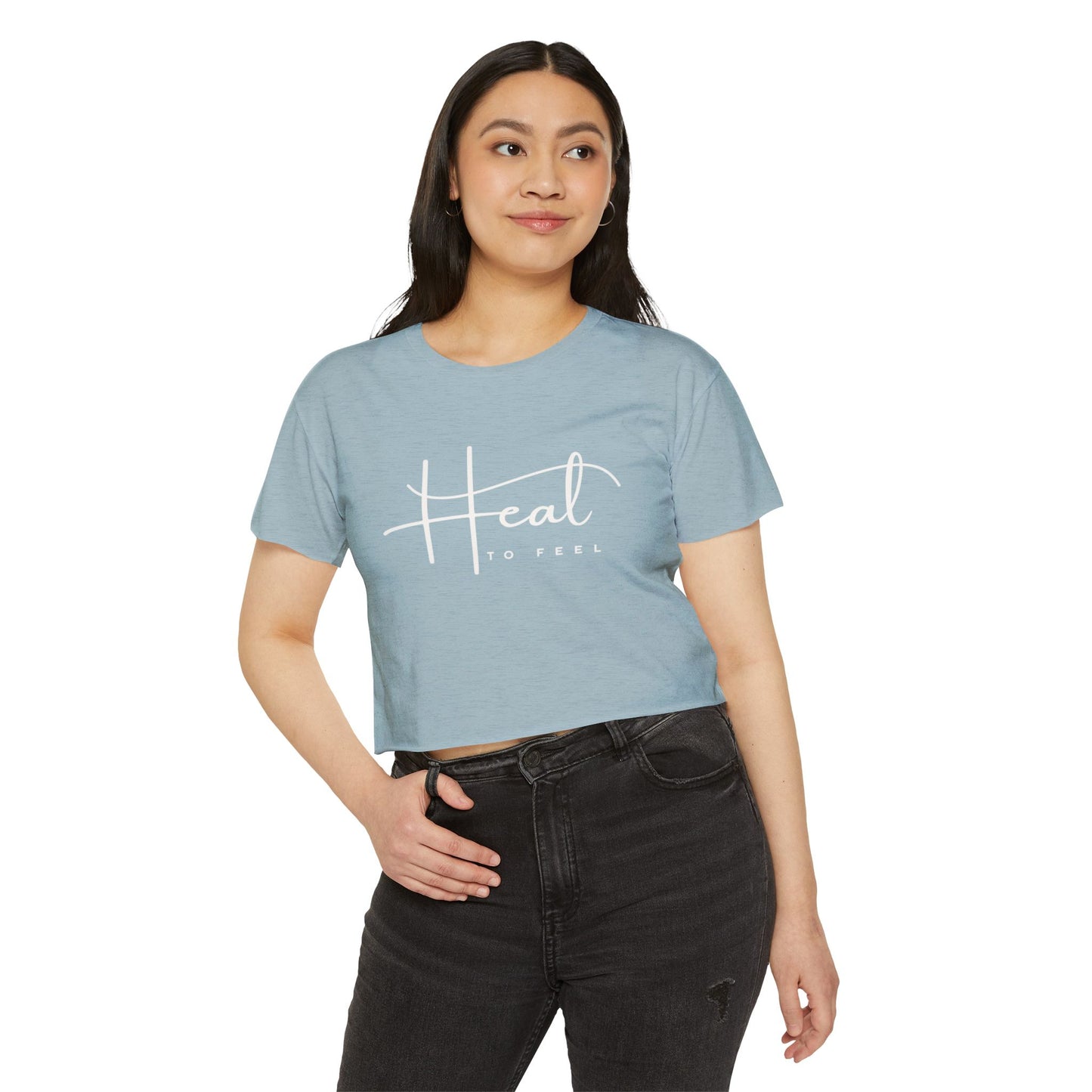 Women's Festival Crop Top | Heal to Feel Inspirational Tee, Summer Music Vibes & Music Festivals