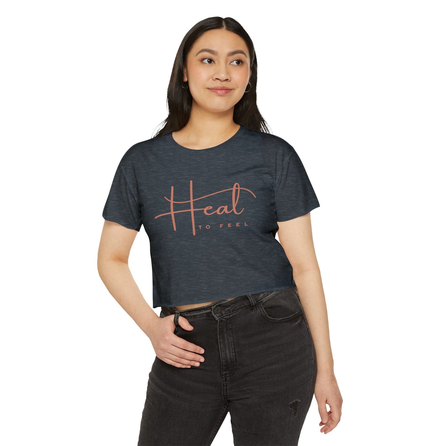 Boho Women's Festival Crop Top | Heal to Feel T-Shirt, Summer Vibes, Bohemian Style, Concert Wear, Music Festival Fashion