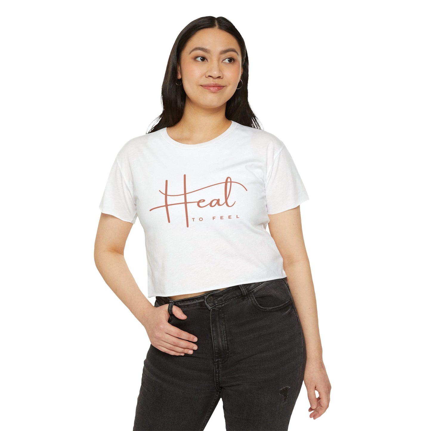 Boho Women's Festival Crop Top | Heal to Feel T-Shirt, Summer Vibes, Bohemian Style, Concert Wear, Music Festival Fashion