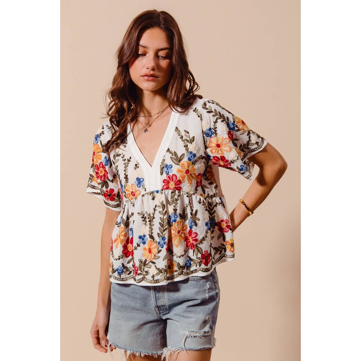 Becca Floral Embroidered Top
