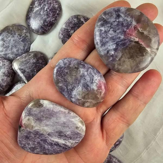 Lepidolite & Tourmaline Palm Stone