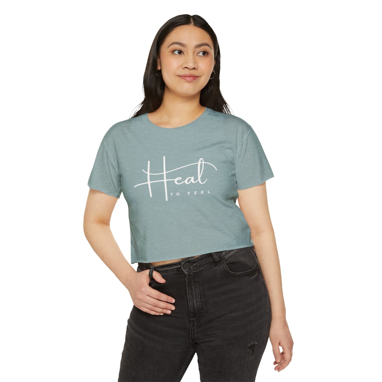 Women's Festival Crop Top | Heal to Feel Inspirational Tee, Summer Music Vibes & Music Festivals