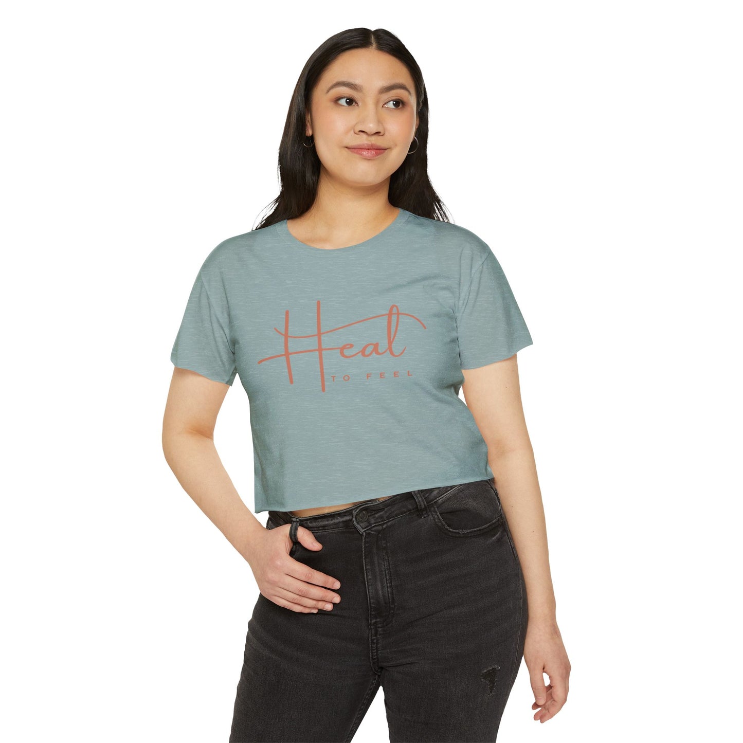 Boho Women's Festival Crop Top | Heal to Feel T-Shirt, Summer Vibes, Bohemian Style, Concert Wear, Music Festival Fashion