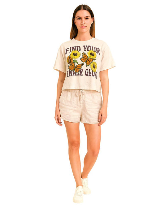 Sunflower & Butterfly Retro Crop Top