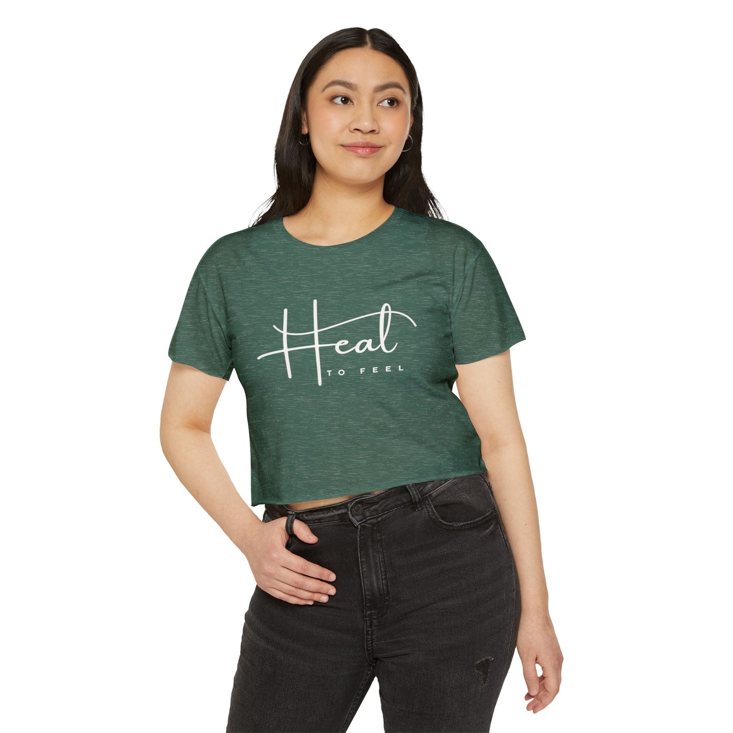 Women's Festival Crop Top | Heal to Feel Inspirational Tee, Summer Music Vibes & Music Festivals