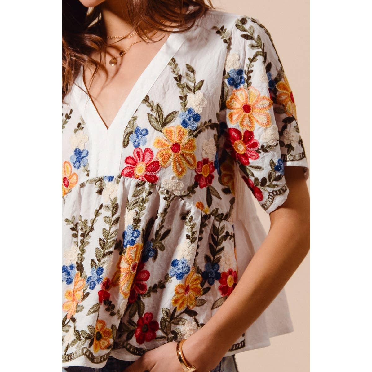 Becca Floral Embroidered Top