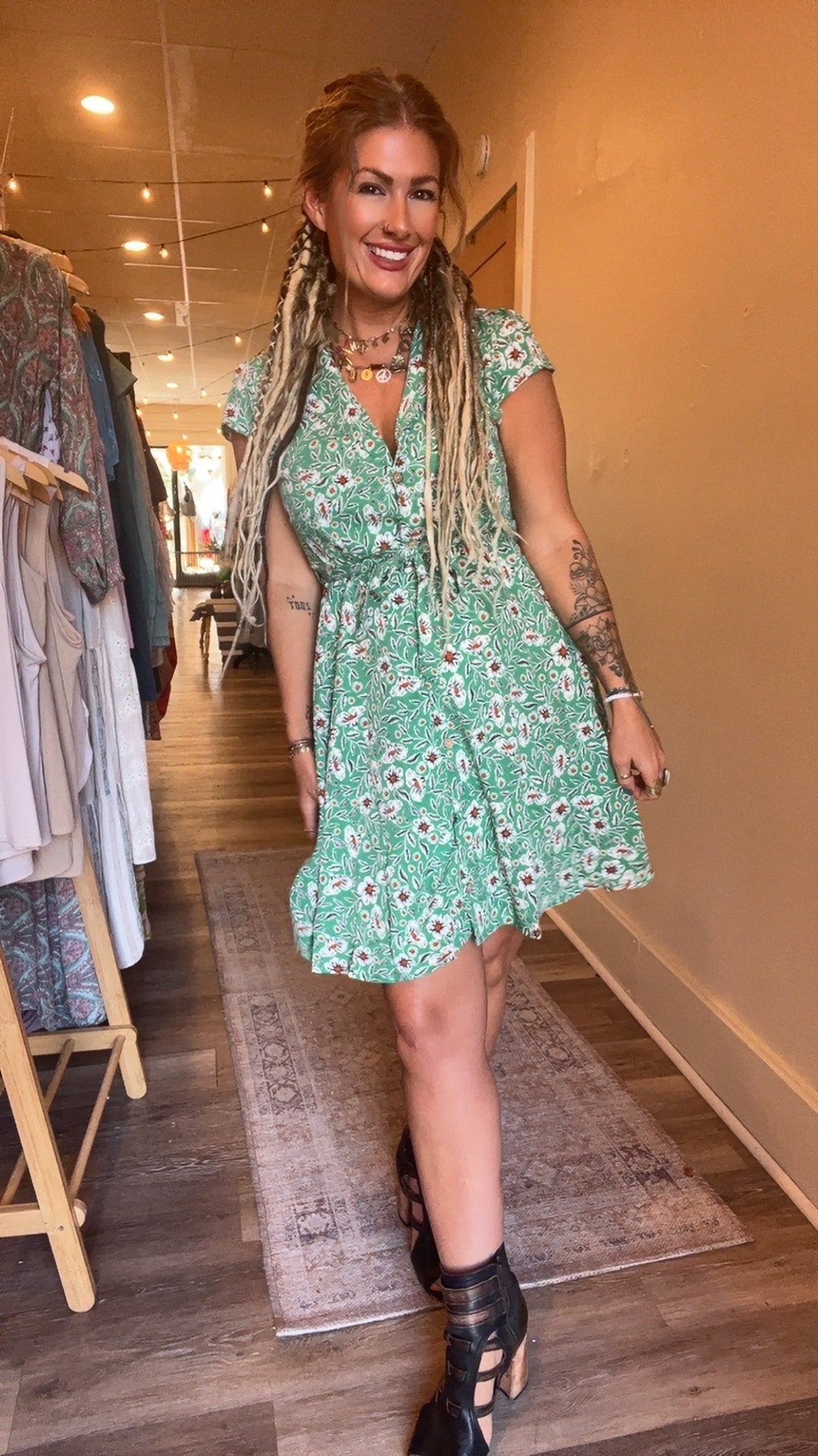 Dixie Vintage Floral Button-Down Dress