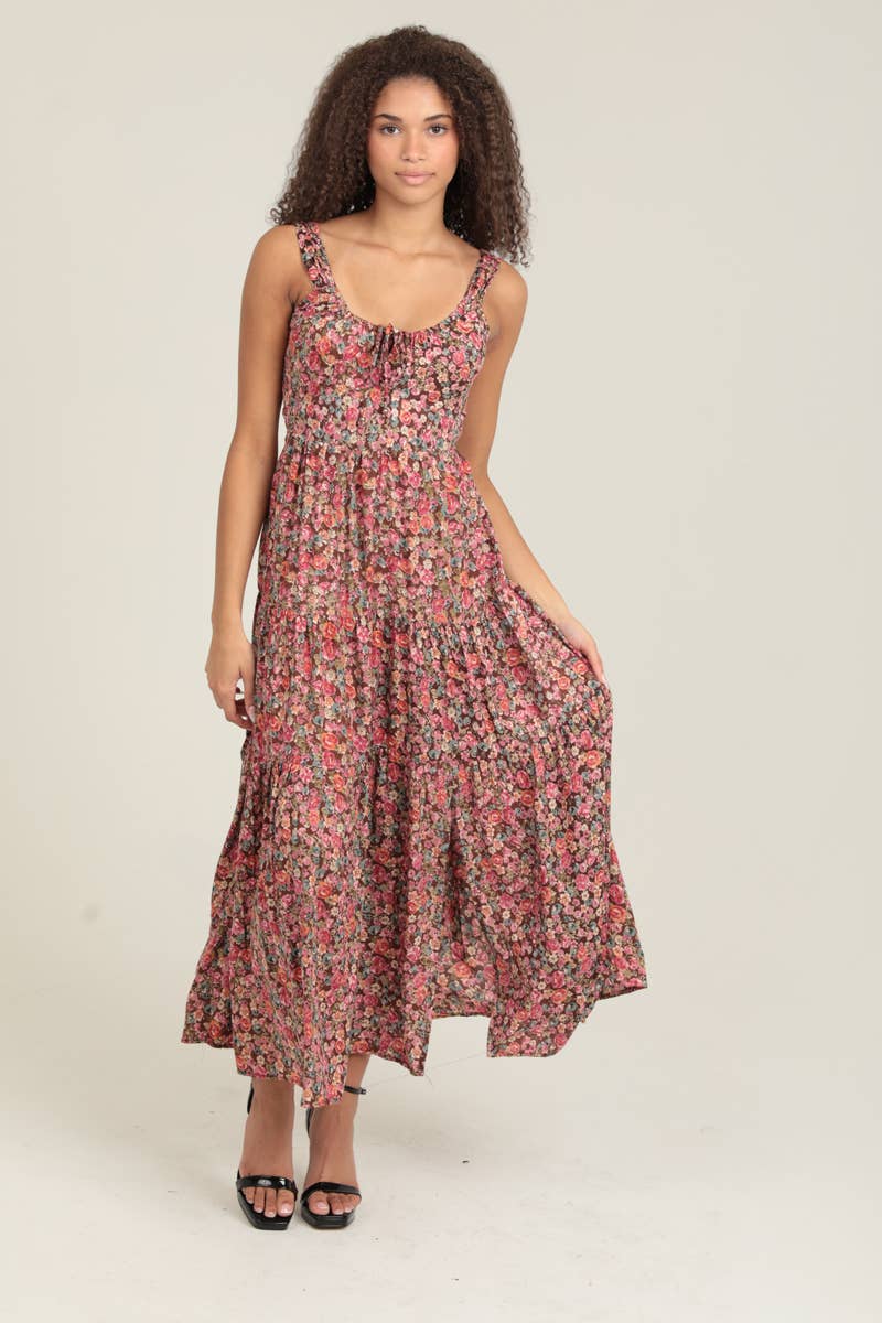 Donna Floral Tie-Back Maxi Dress