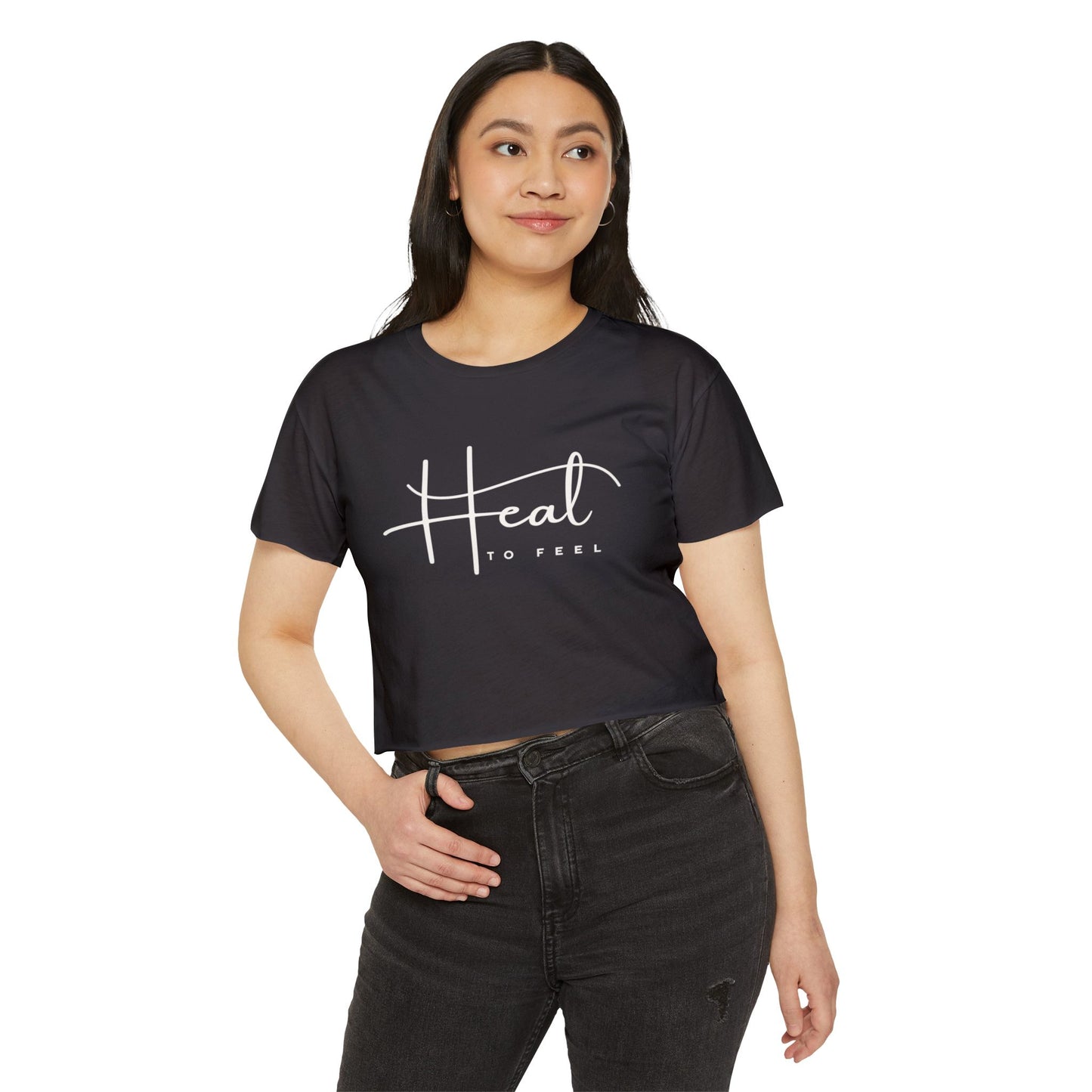 Women's Festival Crop Top | Heal to Feel Inspirational Tee, Summer Music Vibes & Music Festivals