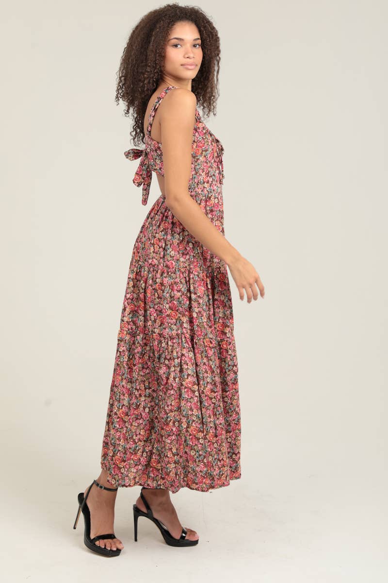 Donna Floral Tie-Back Maxi Dress