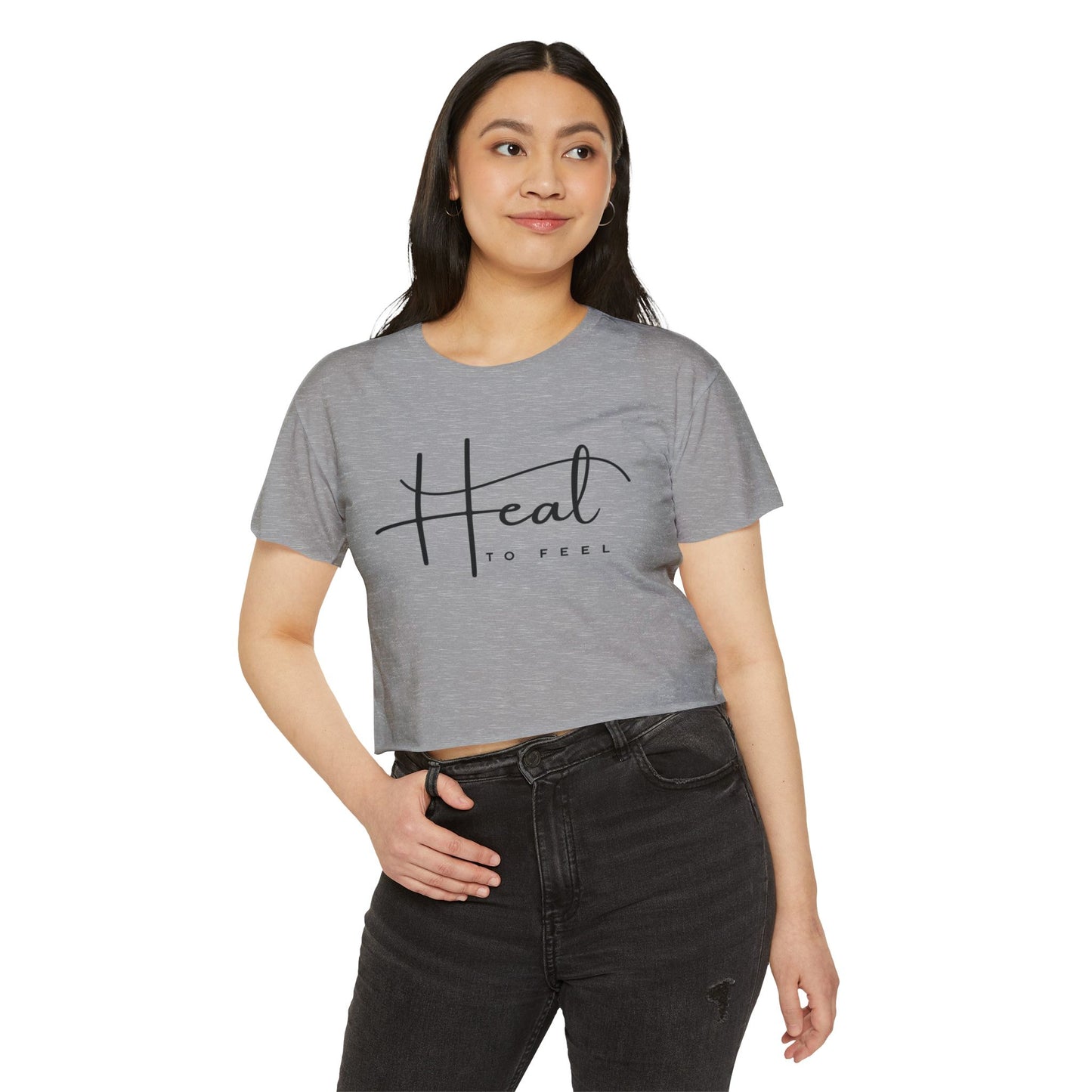 Women's Festival Crop Top | Heal to Feel Inspirational Tee, Summer Music Vibes & Music Festivals