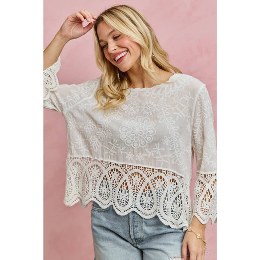 Lyric Floral Crochet & Lace Top