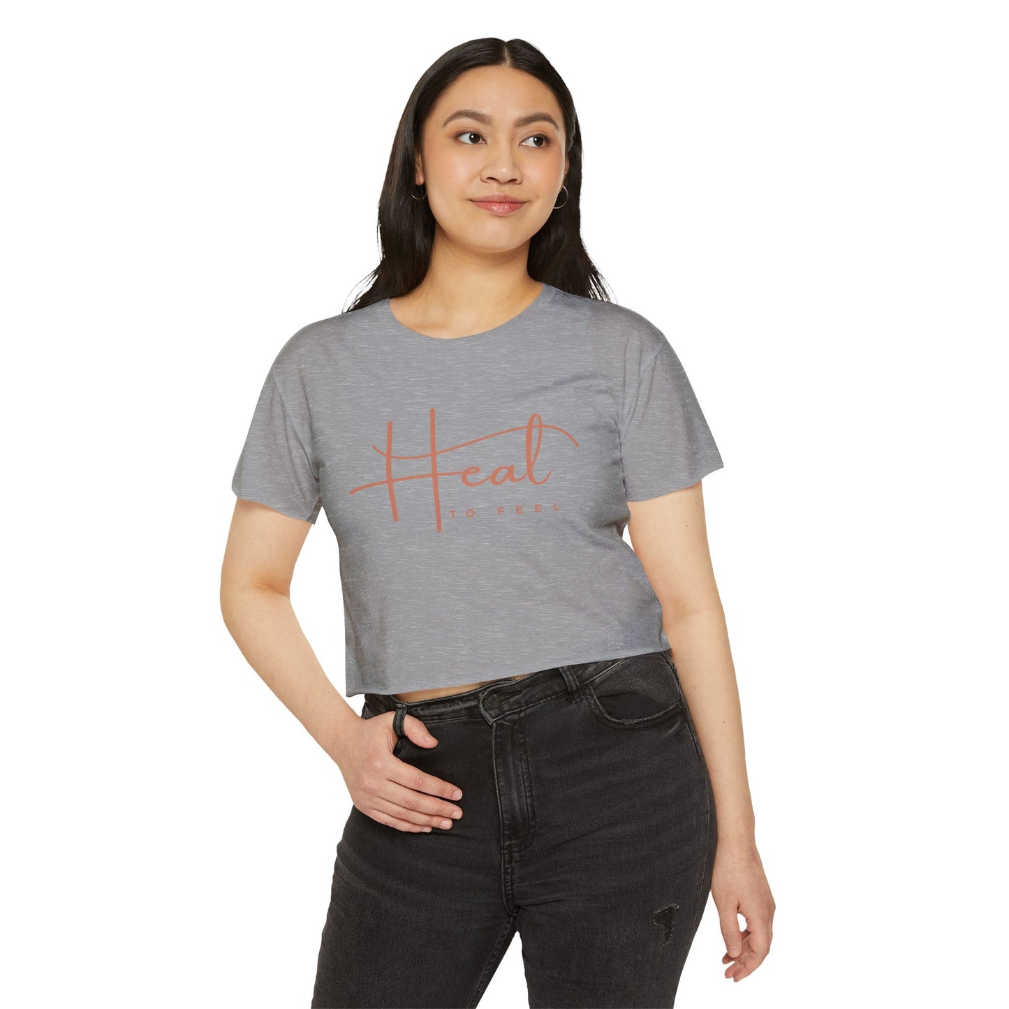 Boho Women's Festival Crop Top | Heal to Feel T-Shirt, Summer Vibes, Bohemian Style, Concert Wear, Music Festival Fashion