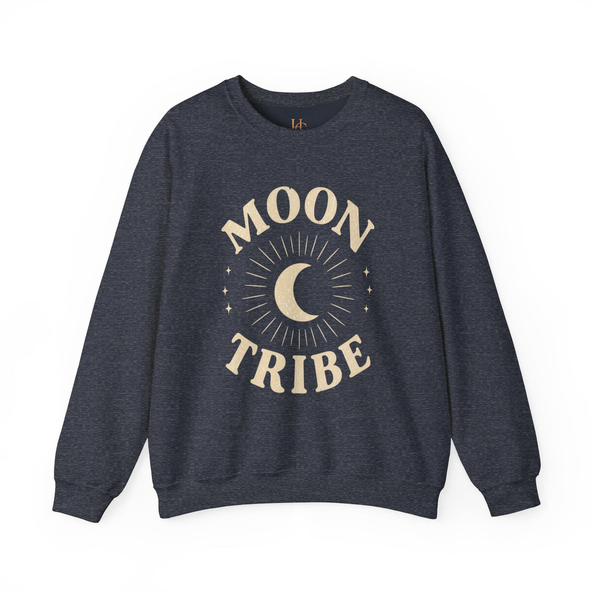 Moon Tribe Crewneck Sweatshirt — Celestial Moon Graphic Pullover - Jewel Tones