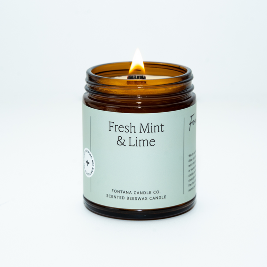 Fresh Mint & Lime Beeswax Candle – Clean Burn, Invigorating Scent