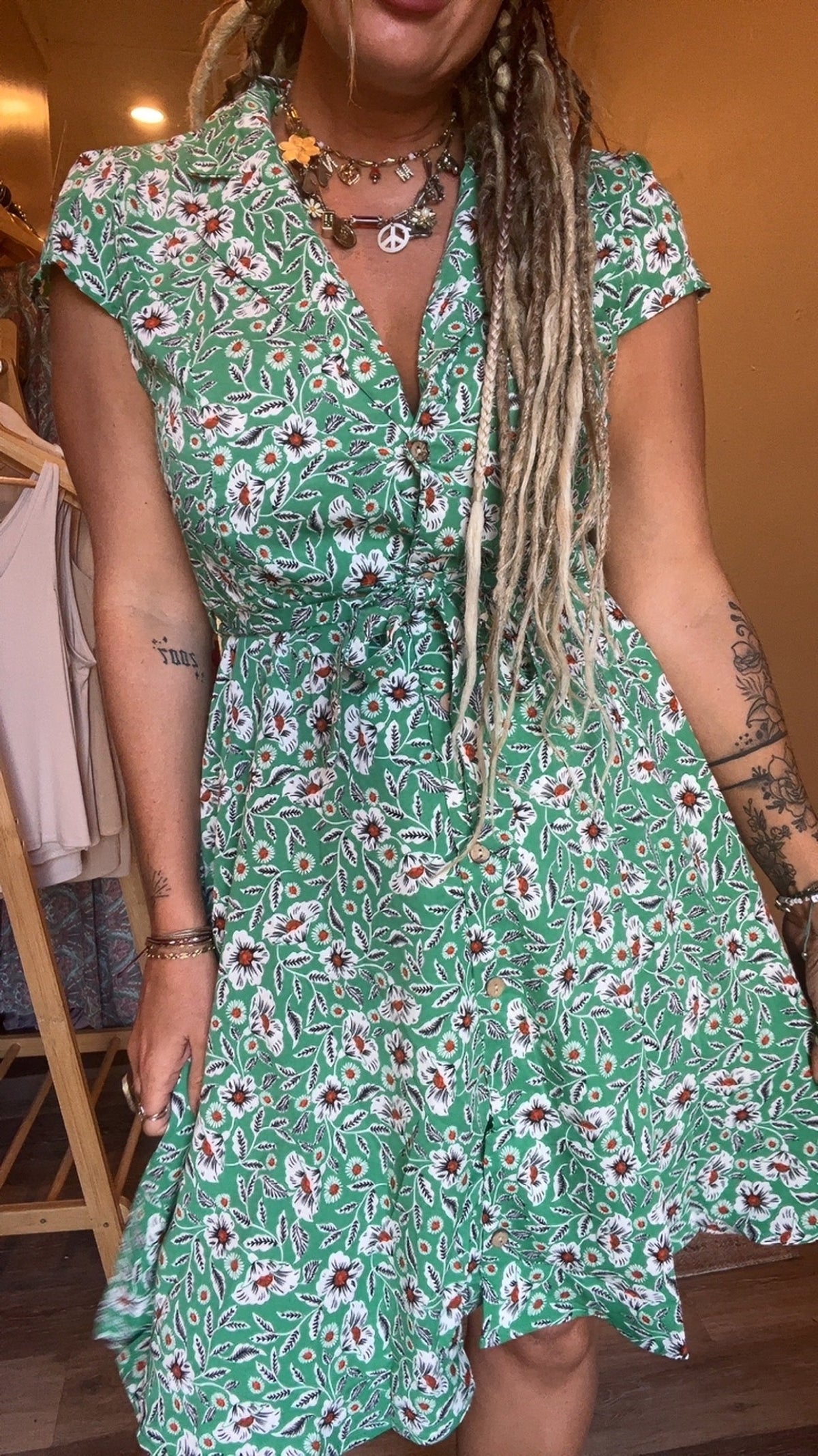 Dixie Vintage Floral Button-Down Dress