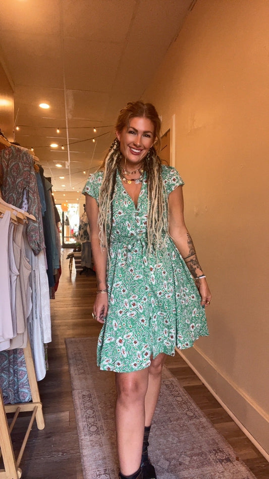 Dixie Vintage Floral Button-Down Dress