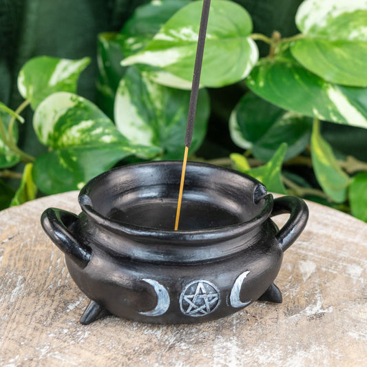 Matte Black Cauldron Incense Holder