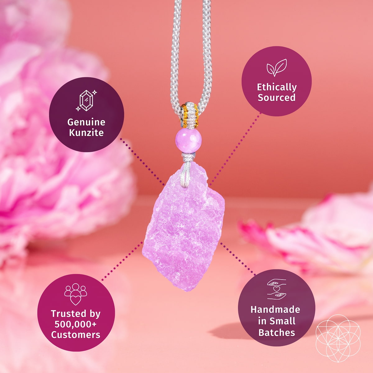 Raw Pink Kunzite Pendant