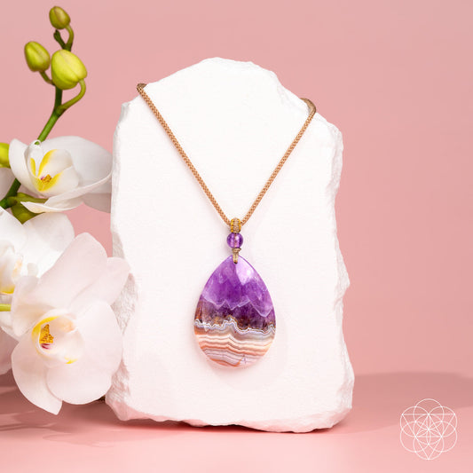 Amethyst & Crazy Lace Agate Pendant