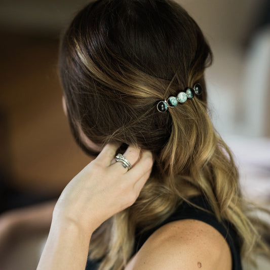 Moon Phase Hair Clip Barrette – Silver Celestial Statement Clip