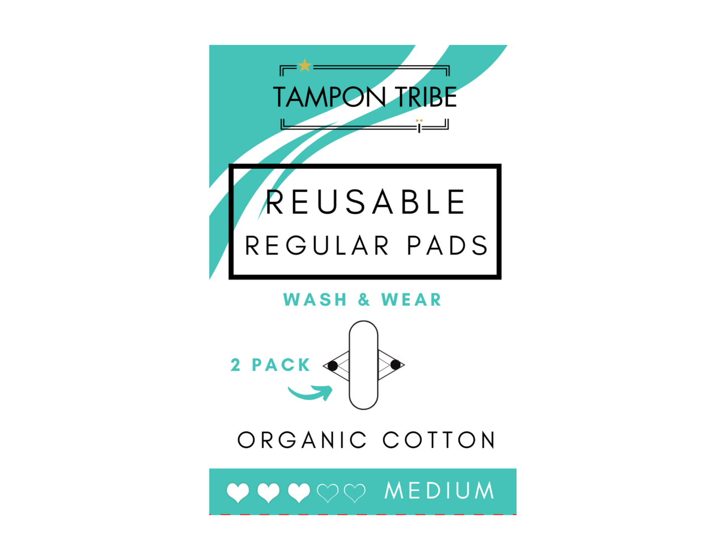 Reusable Organic Cotton Pads – 2-Pack | Medium Flow, Leak-Proof, Plastic-Free Period Care