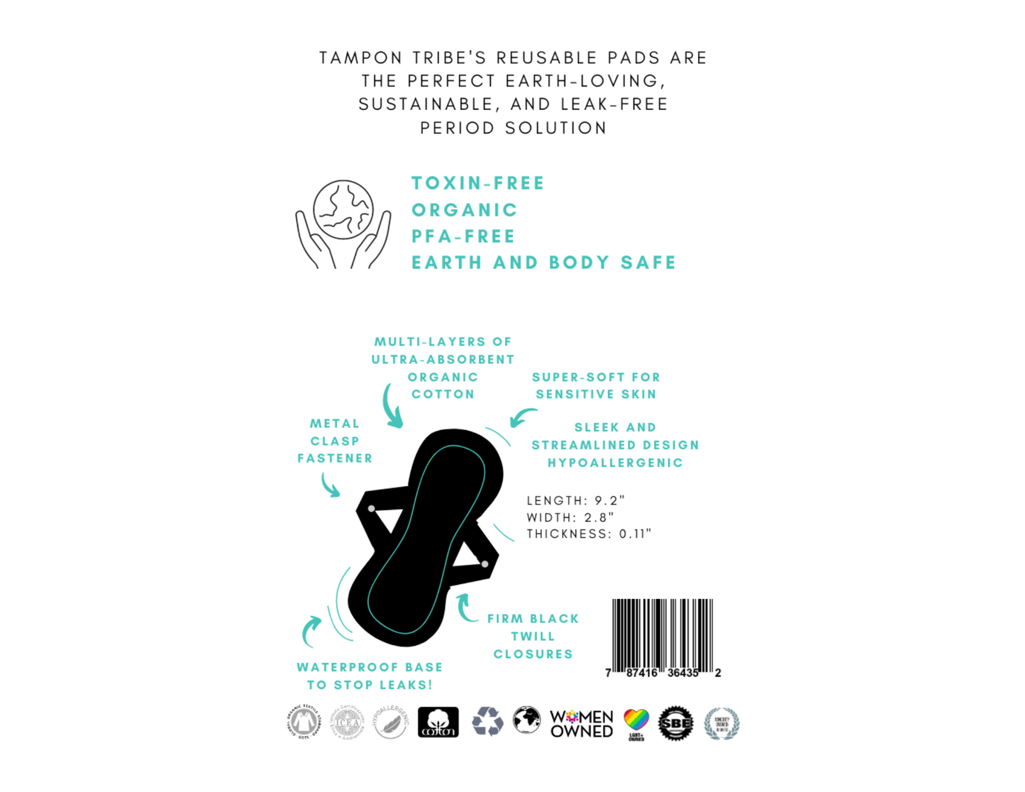 Reusable Organic Cotton Pads – 2-Pack | Medium Flow, Leak-Proof, Plastic-Free Period Care