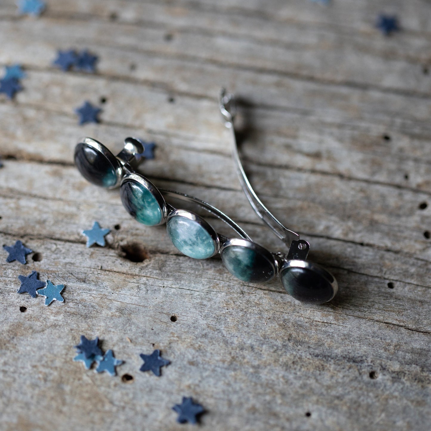 Moon Phase Hair Clip Barrette – Silver Celestial Statement Clip
