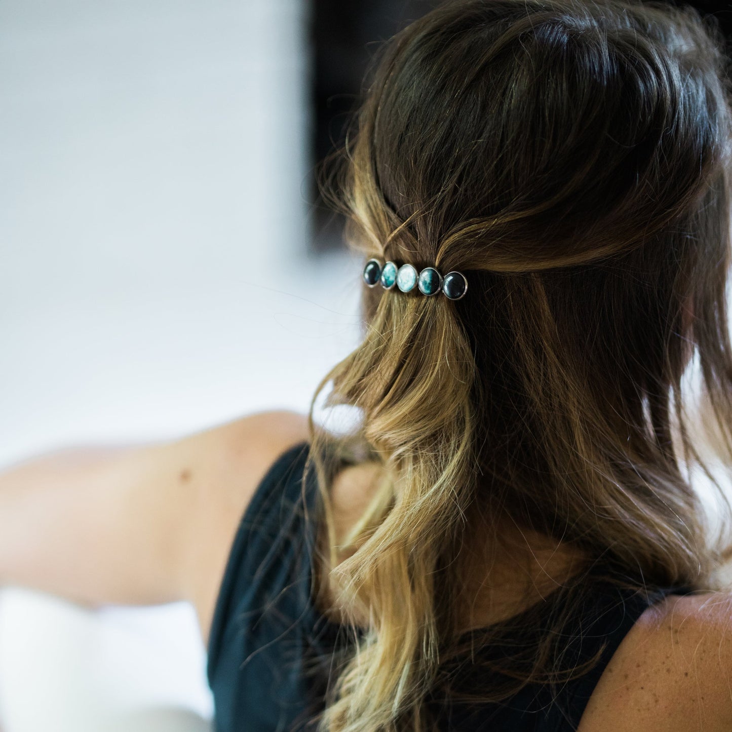 Moon Phase Hair Clip Barrette – Silver Celestial Statement Clip