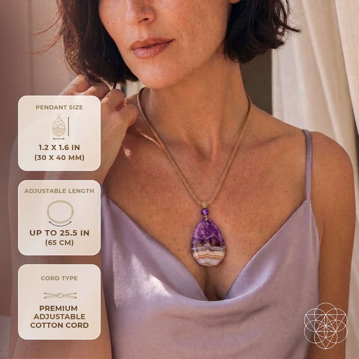 Amethyst & Crazy Lace Agate Pendant