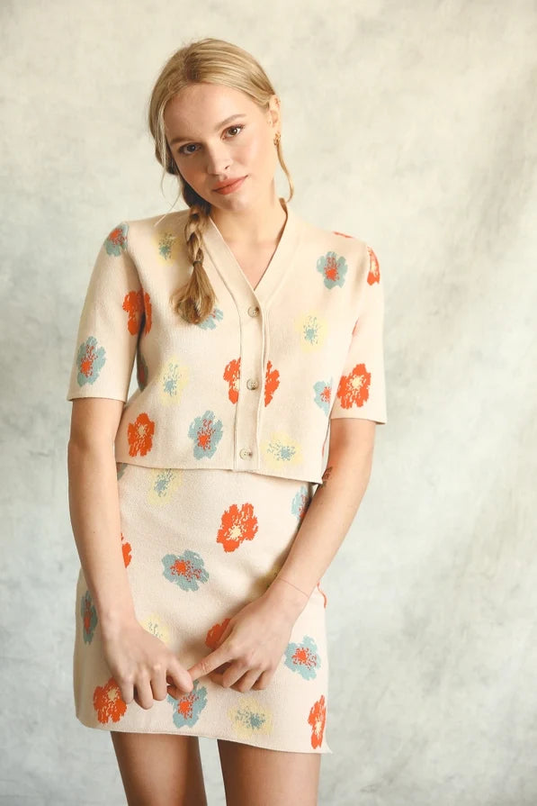 Doris Floral Cropped Cardigan